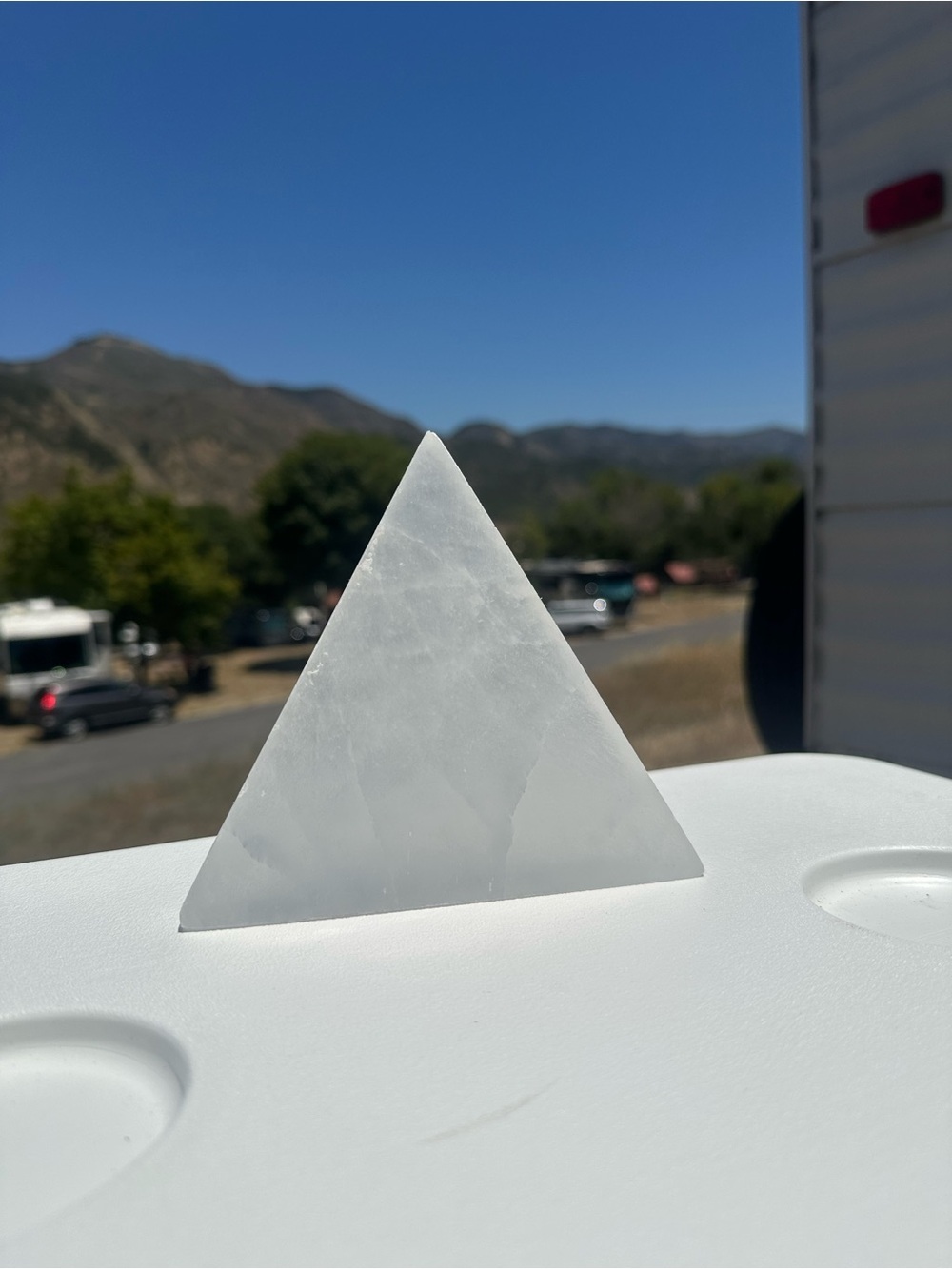Selenite Triangle Crystal  - White